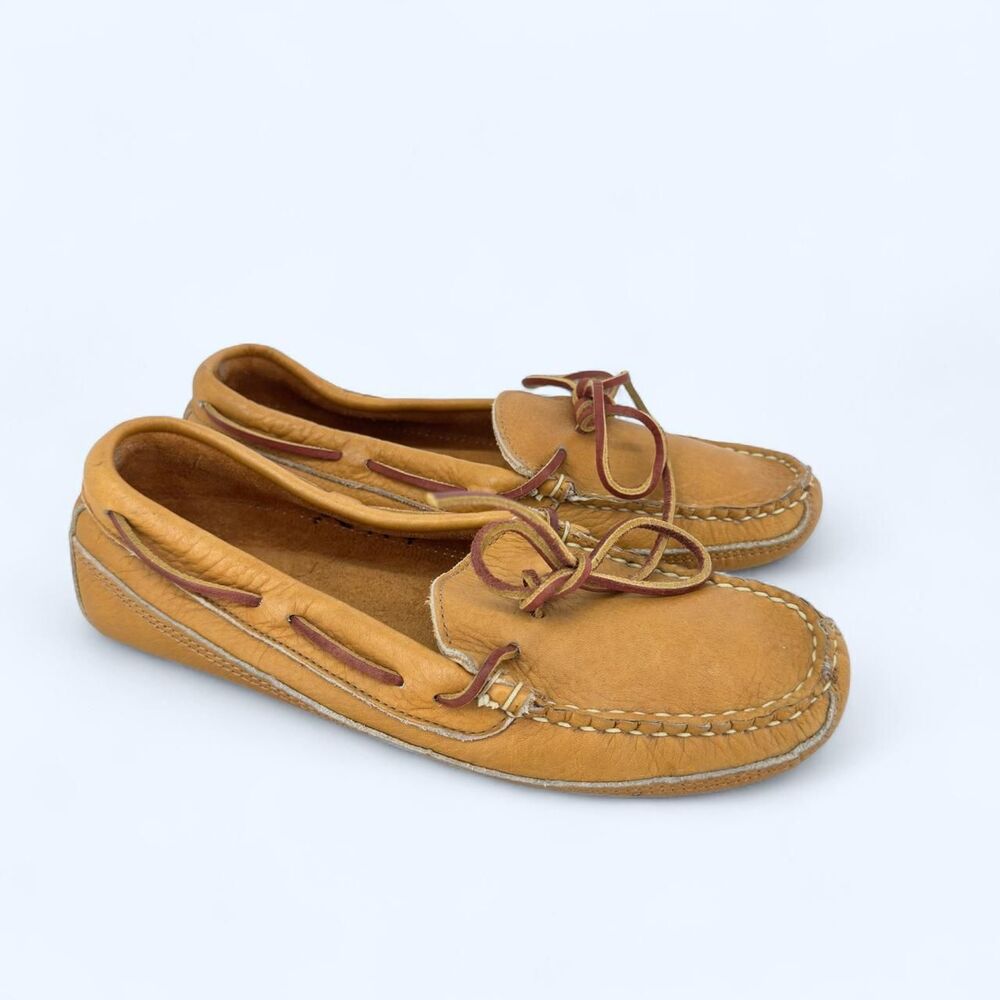 L.L. Bean Tan Leather Camp Moc Loafer Moccasin Shoes Size 8